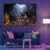 1pcs Drop-Shipping Framed Canvas Wall Art Decor Painting For Halloween, Haunted Jack-o-lanterns Farm Painting For Halloween Gift,2418in- Thickness 1.5