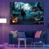 1PCS Drop-Shipping Framed Canvas Wall Art Decor Painting For Halloween, Grave Yard Painting For Halloween Gift, Decoration For Halloween Living Room,