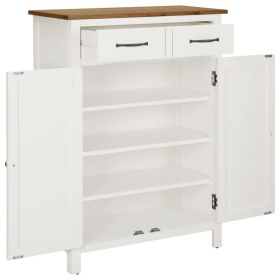 vidaXL Shoe Cabinet 76x37x105 cm Solid Oak Wood (Option: as picture)
