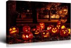 1pcs Drop-Shipping Framed Canvas Wall Art Decor Painting For Halloween, Jack-o-lanterns Groups Painting For Halloween Gift, Decoration For Halloween L