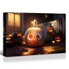 1pcs Drop-Shipping Framed Canvas Wall Art Decor Painting For Halloween, Jack-o-lanterns Painting For Halloween Gift, Decoration For Halloween Living R