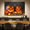 1pcs Drop-Shipping Framed Canvas Wall Art Decor Painting For Halloween,Grave Yard Painting For Halloween Gift, Decoration For Halloween Living Room, B