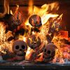 1/4/8/12pcs, Halloween Fire Pit Skull Ceramic Props, Reusable Fireproof Skull Fire Pit, Halloween Decor For Party, BBQ, Fire Pit ,Fireplace, Gas, Hall