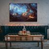 1pcs Drop-Shipping Framed Canvas Wall Art Decor Painting For Halloween, Haunted Jack-o-lanterns Farm Painting For Halloween Gift,3624in- Thickness 1.5