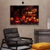 1pcs Drop-Shipping Framed Canvas Wall Art Decor Painting For Halloween, Jack-o-lanterns Groups Painting For Halloween Gift, Decoration For Halloween L